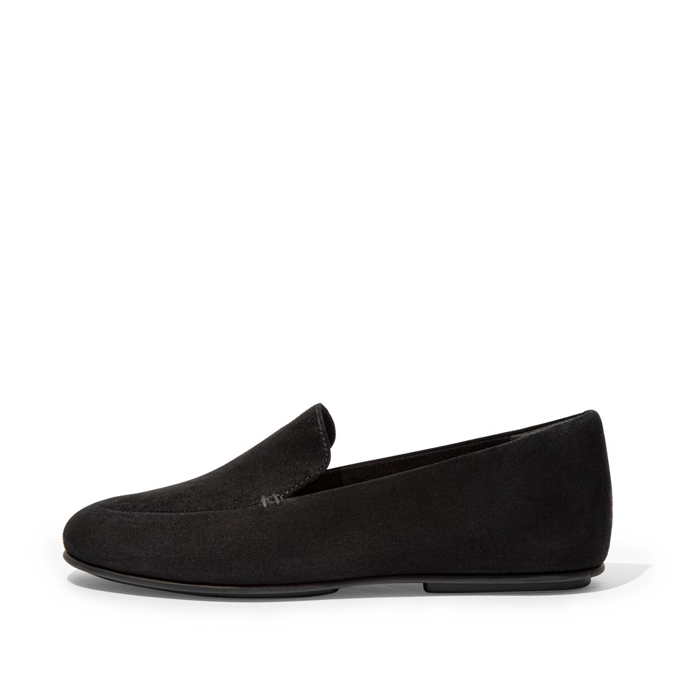 Fitflop Womens Loafers - Lena Suede - Black - 620-RSDCGH